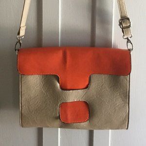 Purse - Cross-Body Bag - Tan & Orange
